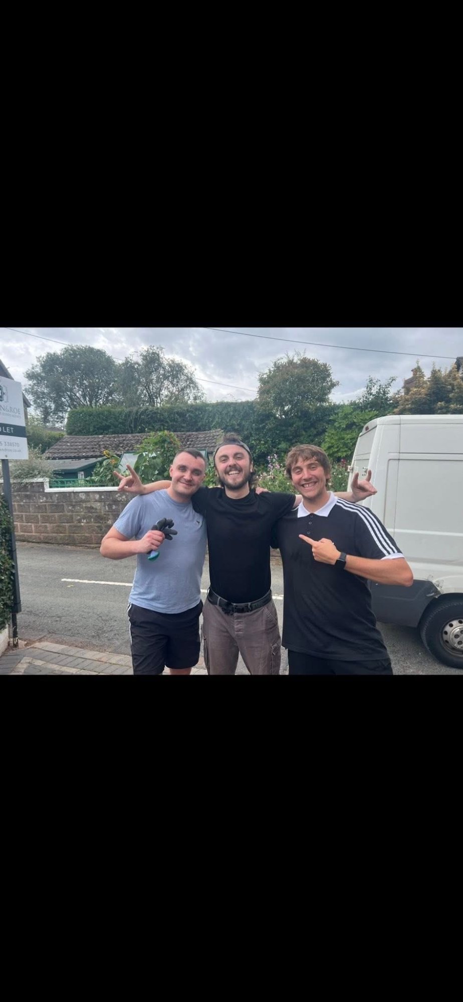 Happy team after completing a move